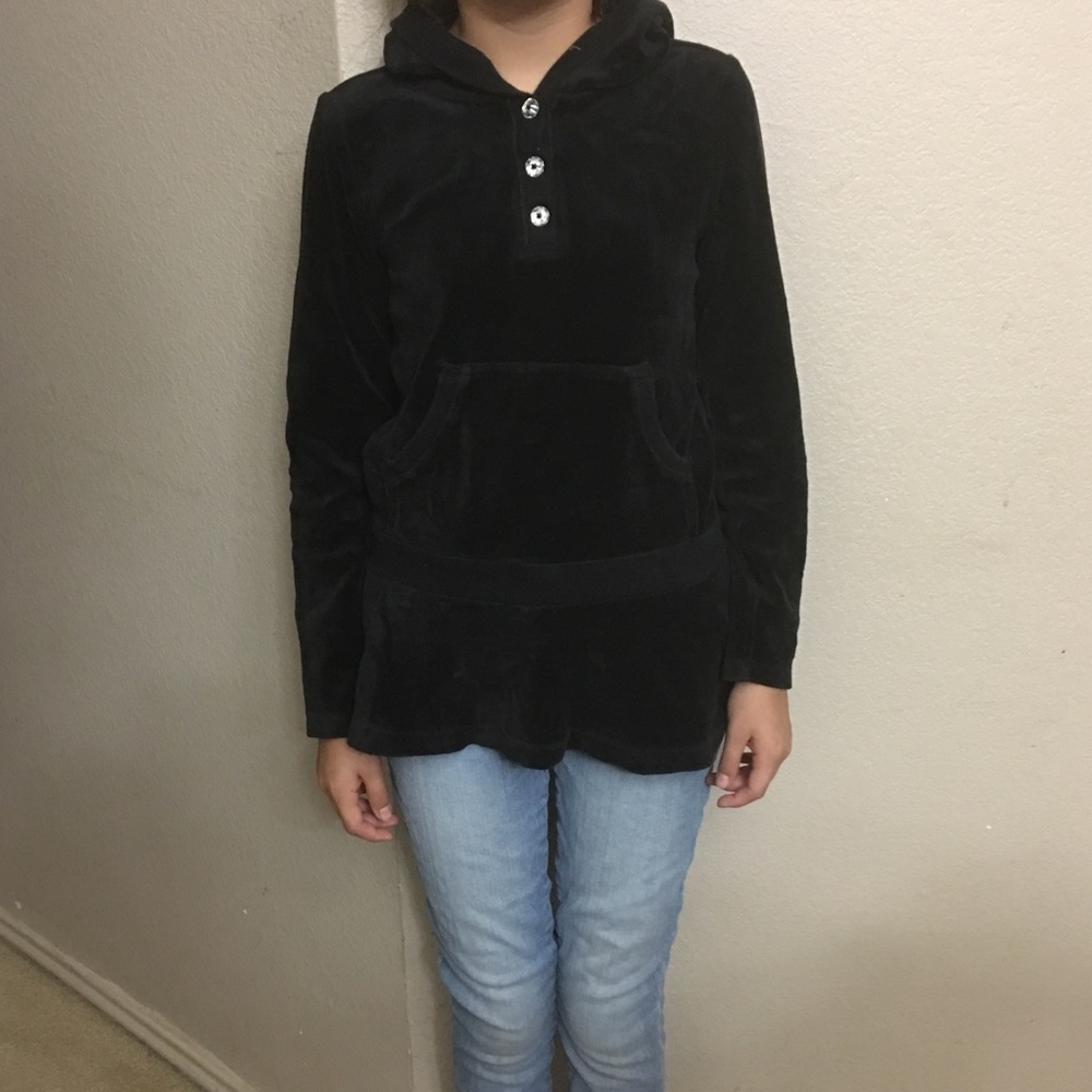 Gymboree Black Velour Hoodie Kangaroo Pocket